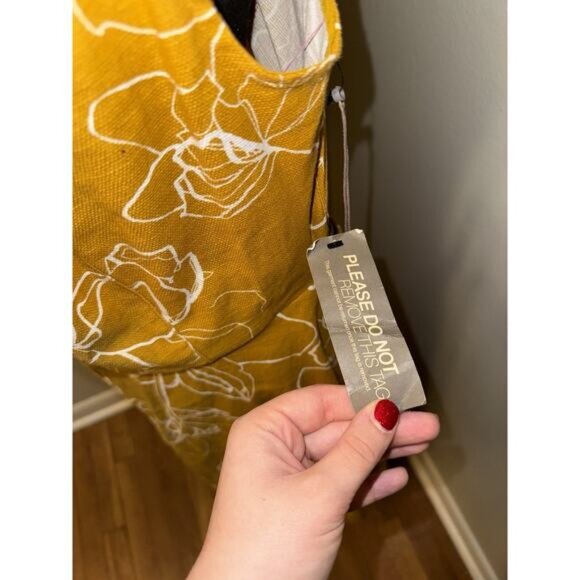 NEW Eva Mendes New York And Company Yellow Floral Gauzy Maxi Dress Open Back 14 - Picture 6 of 8